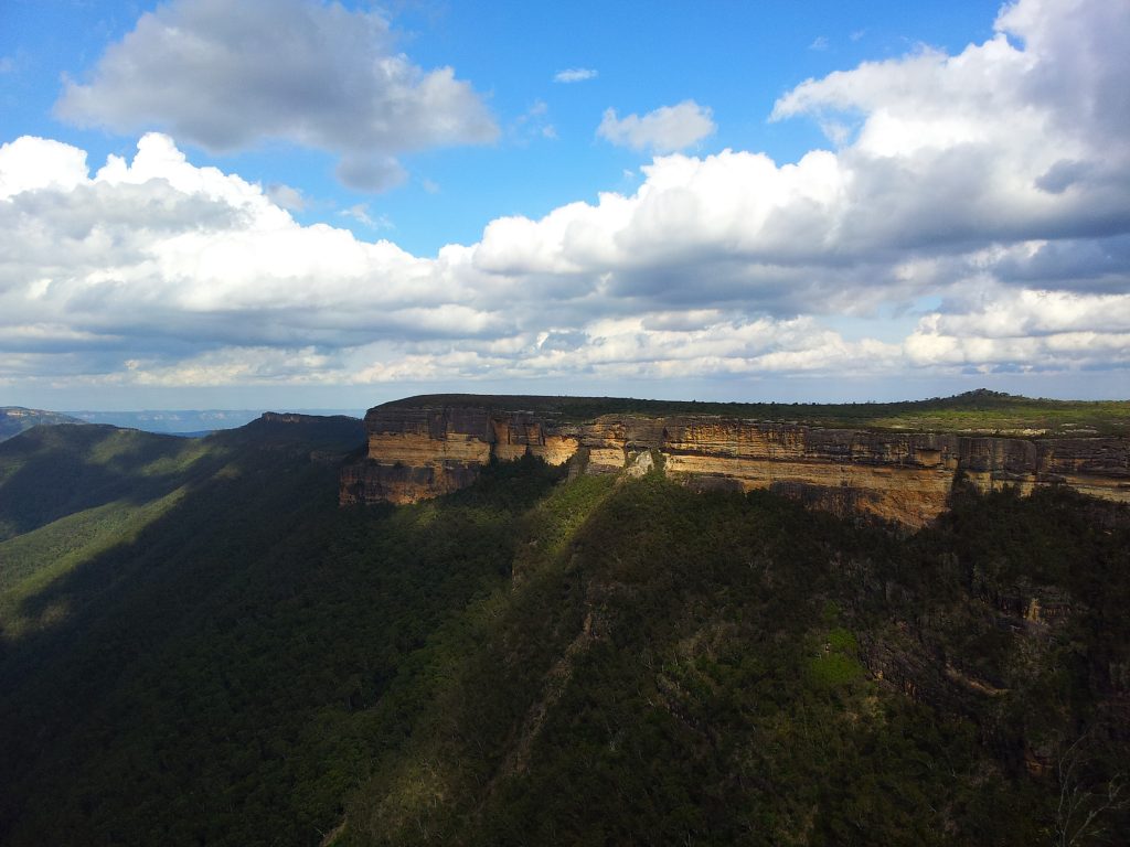 Kanangra Wall is a spectacular large cliff face on the edge of a valley