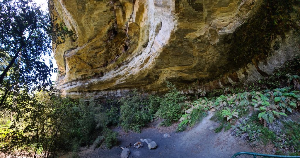 Panoramic shot showing side and floor of Walls Cave 