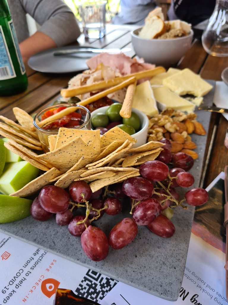 Ploughmans Lunch at Dryridge Estate. Pictured is a platter containins cheeses, crackers, fruits and pastes